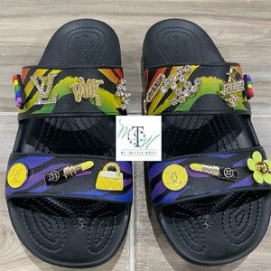 Multicolor Two Strand Croc Slide with croc charms